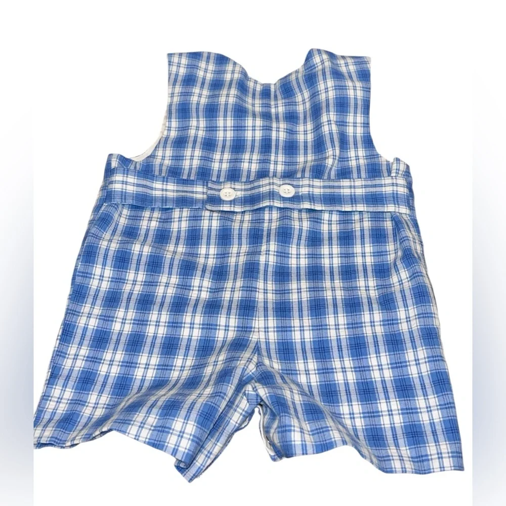Vintage Kelly’s Kids Baby Romper Blue Plaid‎ One-Piece 12 Months Lined